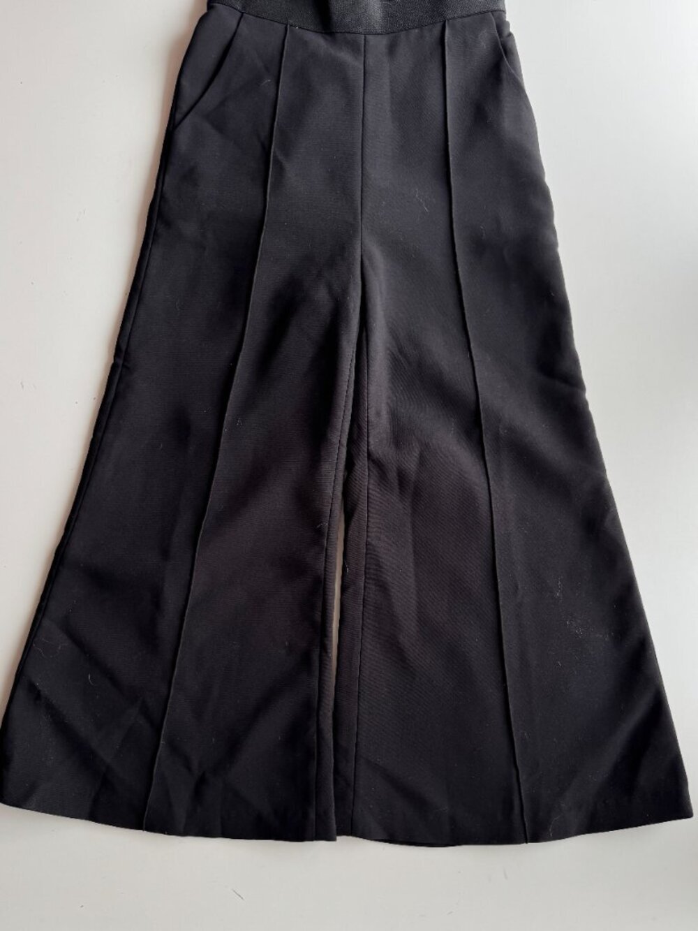 SELF-PORTRAIT Black Paisley Embroidered Tulle Crepe Wide Leg Jumpsuit, Size 2 - Picture 6 of 13